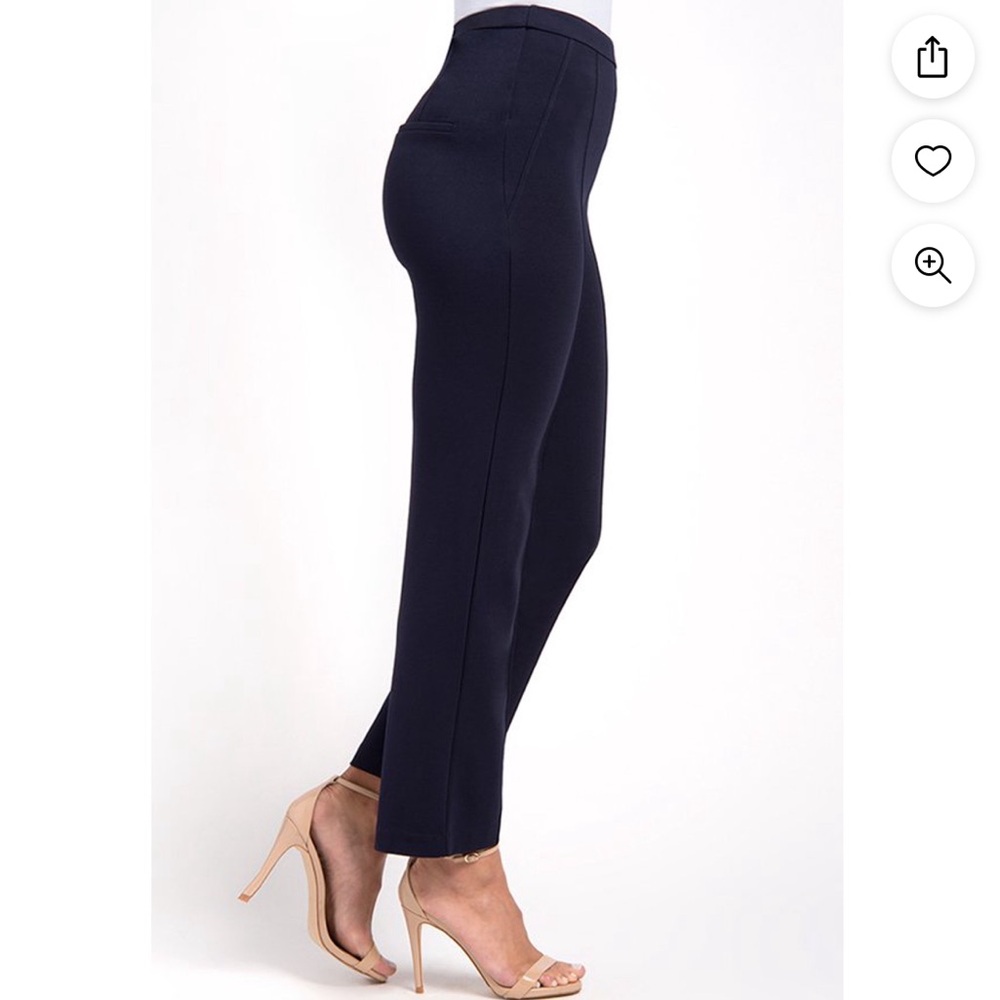 Lysse Navy Ankle Crop Stretch Ponte Pants
